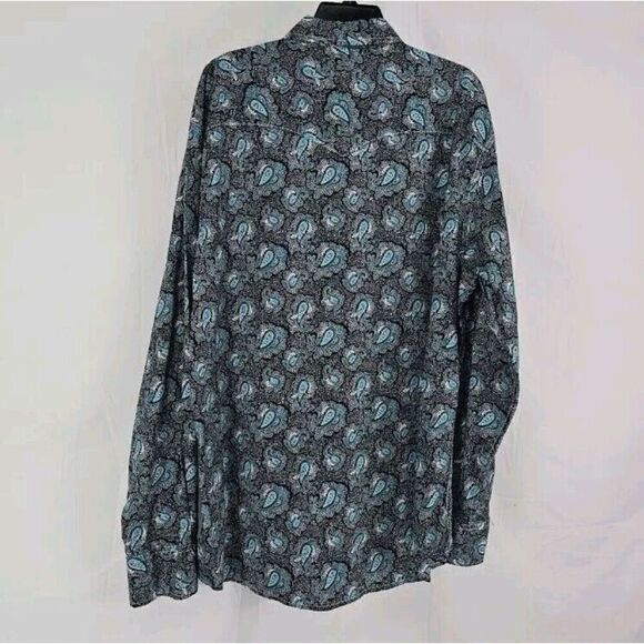 Cinch Modern Fit Black Pearl Snap Turquoise Paisley Print Mens Size XL Western - Picture 6 of 7